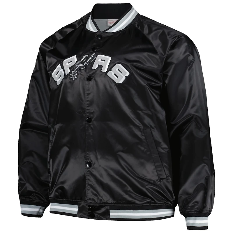 Mitchell Ness San Antonio Spurs Big Tall Hardwood Classics Wordmark Satin Raglan Full-Zip Jacket