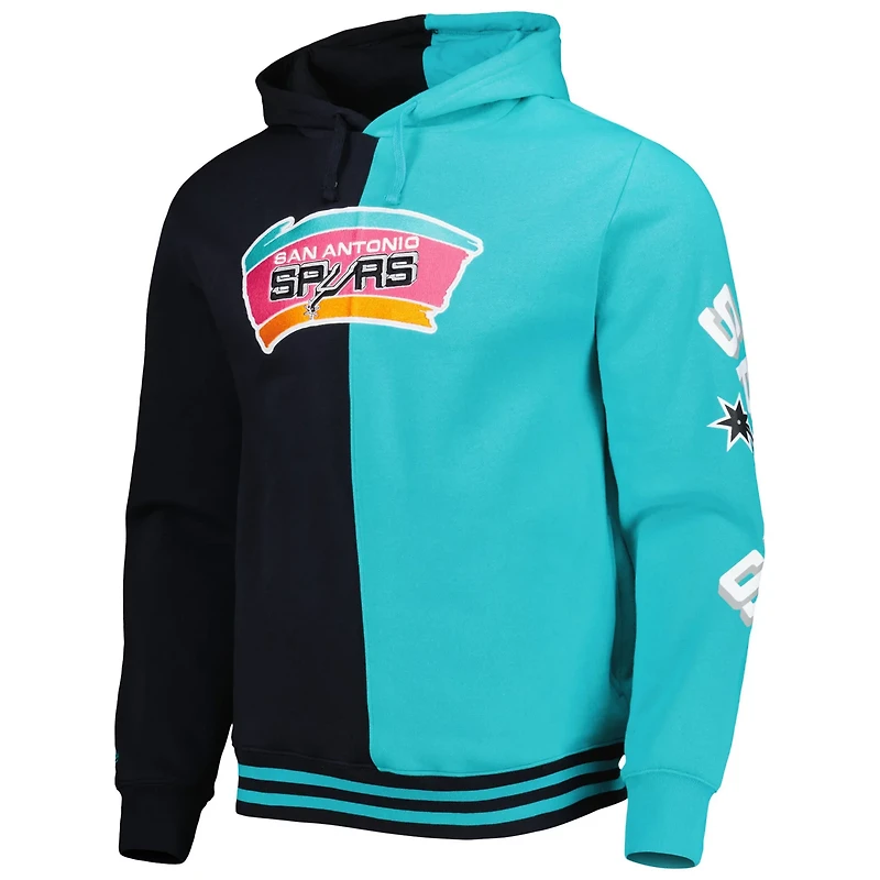 Mitchell  Ness Teal San Antonio Spurs Hardwood Classics Split Pullover Hoodie