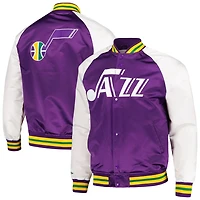 Mitchell  Ness Utah Jazz Double Clutch Satin Raglan Full-Snap Jacket