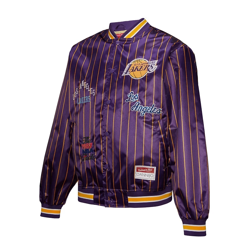 Mitchell & Ness X Dannijo Women's Los Angeles Lakers Satin Full-Snap Jacket