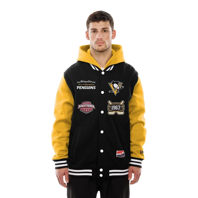 New Era Gold Pittsburgh Penguins Full-Snap Fleece Hoodie Jacket