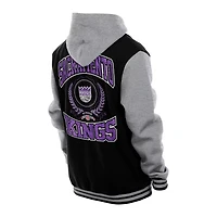 New Era Men's Sacramento Kings Throwback Prep Chenille Full-Snap Hooded Varsity Jacket