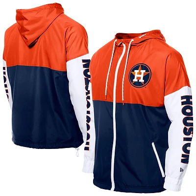 New Era Orange Houston Astros Color Block Full-Zip Hoodie Windbreaker