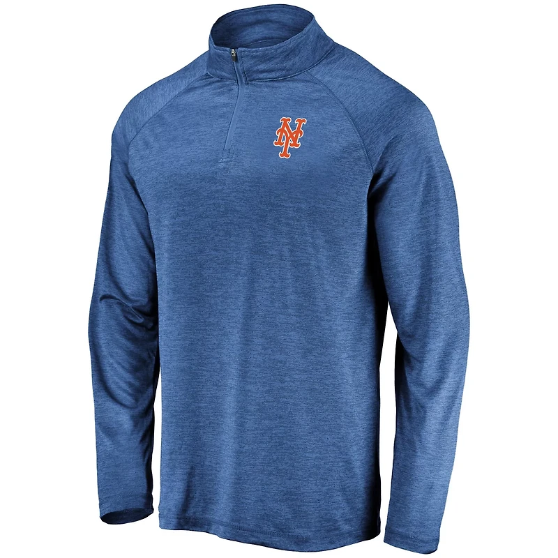 New York Mets Iconic Striated Primary Logo Raglan Quarter-Zip Pullover Jacket