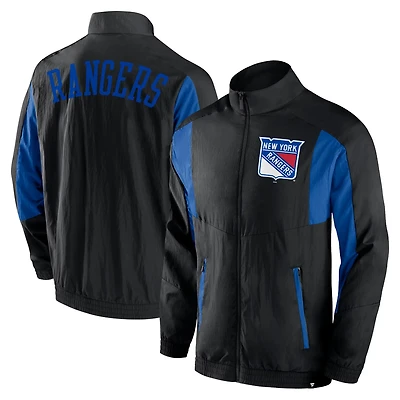 New York Rangers Step Up Crinkle Raglan Full-Zip Windbreaker Jacket
