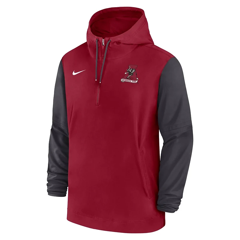 Nike Alabama Tide 2024 Sideline Pregame Player Half-Zip Hoodie