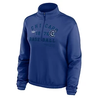 Nike Chicago Cubs Rewind Splice Half-Zip Semi-Cropped Bubble Hem Sweatshirt