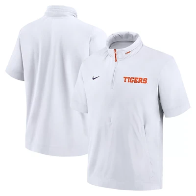 Nike Clemson Tigers 2024 Sideline Coach Short Sleeve Half-Zip Hoodie Jacket