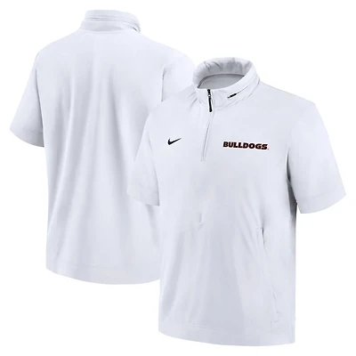 Nike Georgia Bulldogs 2024 Sideline Coach Short Sleeve Half-Zip Hoodie Jacket