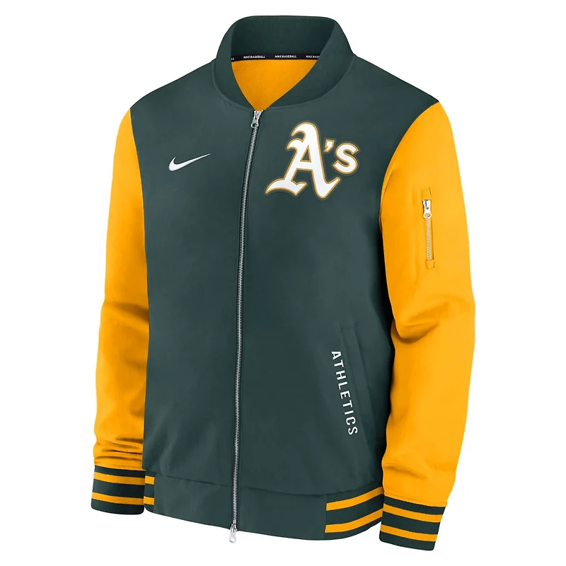 Nike Gold Athletics Authentic Collection Dugout Full-Zip Bomber Jacket