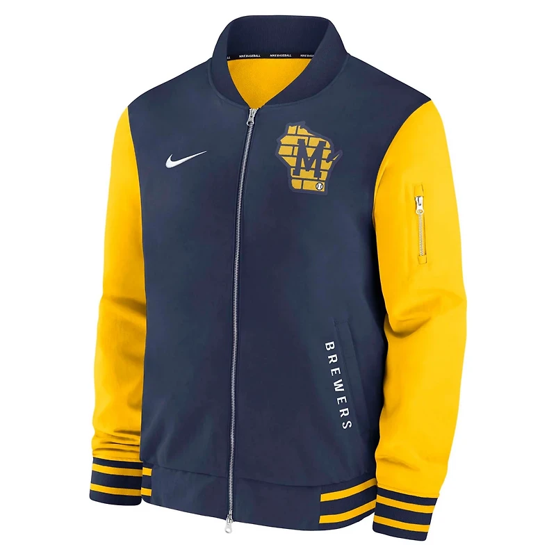 Nike Gold Milwaukee Brewers Authentic Collection Dugout Full-Zip Bomber Jacket