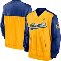 Nike Gold Milwaukee Brewers Cooperstown Collection V-Neck Pullover Windbreaker