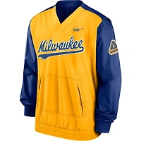 Nike Gold Milwaukee Brewers Cooperstown Collection V-Neck Pullover Windbreaker