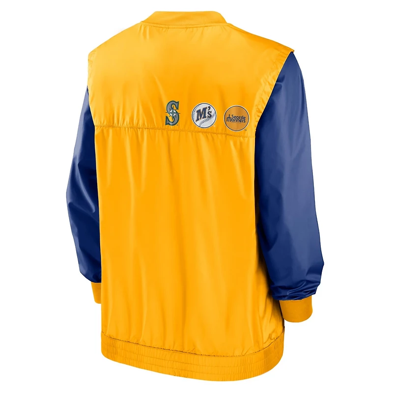 Nike Gold Seattle Mariners Rewind Warmup V-Neck Pullover Jacket