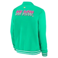 Nike Green San Diego Padres Authentic Collection City Connect Full-Zip Bomber Jacket