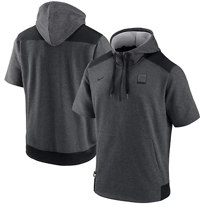 Nike Heathered / Oakland Athletics Authentic Collection Dry Flux Performance Quarter-Zip Short Sleeve Hoodie