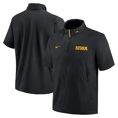 Nike Iowa Hawkeyes 2024 Sideline Coach Short Sleeve Half-Zip Hoodie Jacket