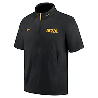 Nike Iowa Hawkeyes 2024 Sideline Coach Short Sleeve Half-Zip Hoodie Jacket