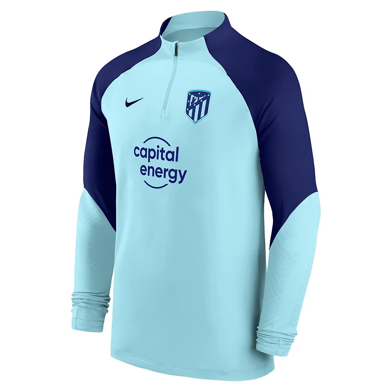 Nike Light Atletico de Madrid 2022 23 Strike Drill Performance Raglan Quarter-Zip Long Sleeve Top