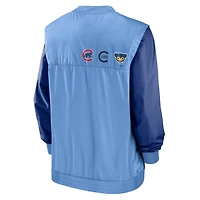 Nike Light Blue Chicago Cubs Rewind Warmup V-Neck Pullover Jacket