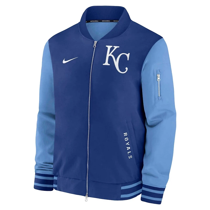 Nike Light Blue Kansas City s Authentic Collection Dugout Full-Zip Bomber Jacket
