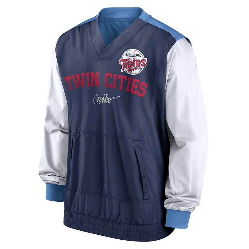 Nike Light Blue Minnesota Twins Rewind Warmup V-Neck Pullover Jacket
