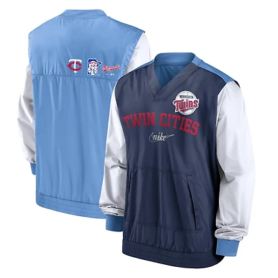 Nike Light Blue Minnesota Twins Rewind Warmup V-Neck Pullover Jacket