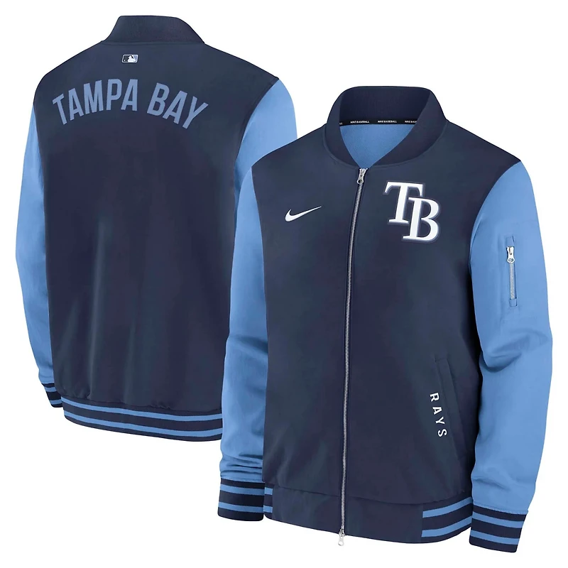 Nike Light Blue Tampa Bay Rays Authentic Collection Dugout Full-Zip Bomber Jacket