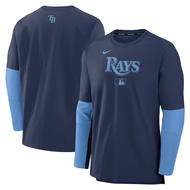 Nike Light Blue Tampa Bay Rays Authentic Collection Lightweight Player Tri-Blend Performance Pullover Sweatshirt