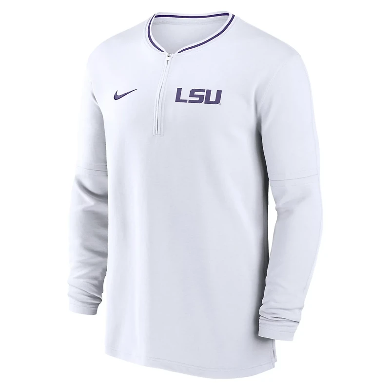Nike LSU Tigers 2024 Sideline Coach Performance Half-Zip Long Sleeve Top
