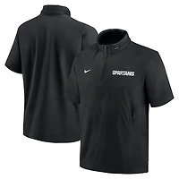 Nike Michigan State Spartans 2024 Sideline Coach Short Sleeve Half-Zip Hoodie Jacket