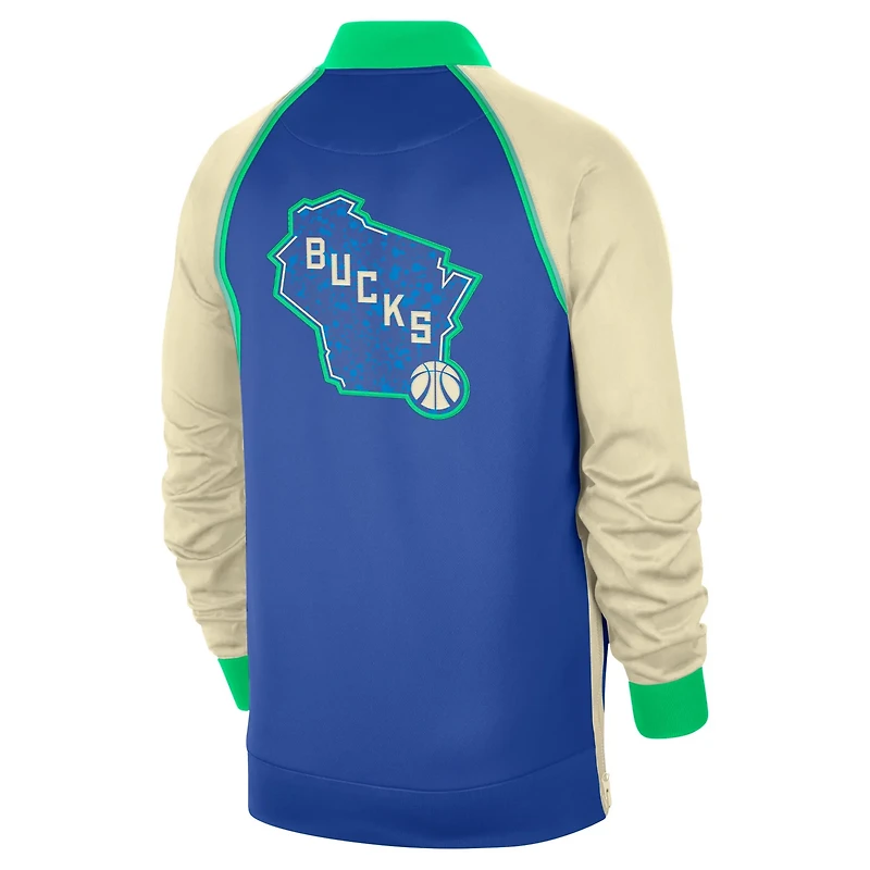 Nike Milwaukee Bucks 2023 24 City Edition Authentic Showtime Performance Raglan Full-Zip Jacket