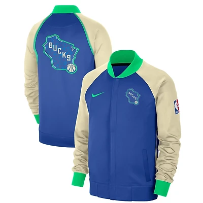 Nike Milwaukee Bucks 2023 24 City Edition Authentic Showtime Performance Raglan Full-Zip Jacket
