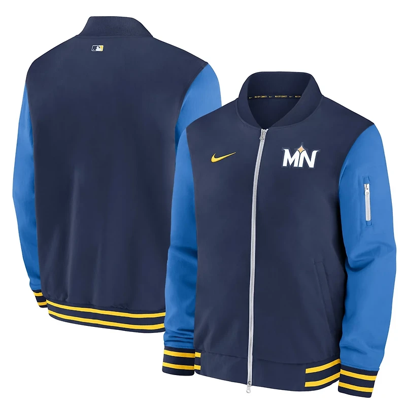 Nike Minnesota Twins 2024 City Connect Authentic Collection Game Time Full-Zip Bomber Jacket