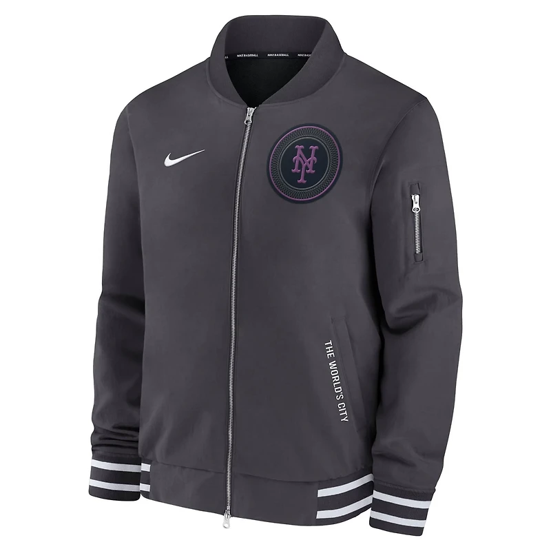 Nike New York Mets Authentic Collection City Connect Full-Zip Bomber Jacket
