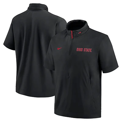 Nike Ohio State Buckeyes 2024 Sideline Coach Short Sleeve Half-Zip Hoodie Jacket