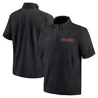 Nike Ohio State Buckeyes 2024 Sideline Coach Short Sleeve Half-Zip Hoodie Jacket