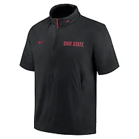 Nike Ohio State Buckeyes 2024 Sideline Coach Short Sleeve Half-Zip Hoodie Jacket