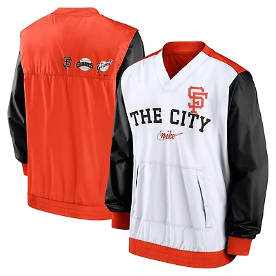 Nike Orange San Francisco Giants Rewind Warmup V-Neck Pullover Jacket