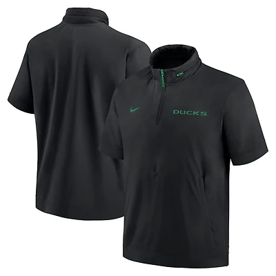 Nike Oregon Ducks 2024 Sideline Coach Short Sleeve Half-Zip Hoodie Jacket