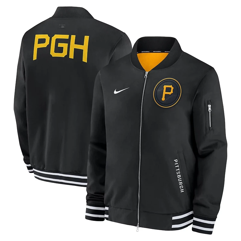 Nike Pittsburgh Pirates Authentic Collection City Connect Full-Zip Bomber Jacket