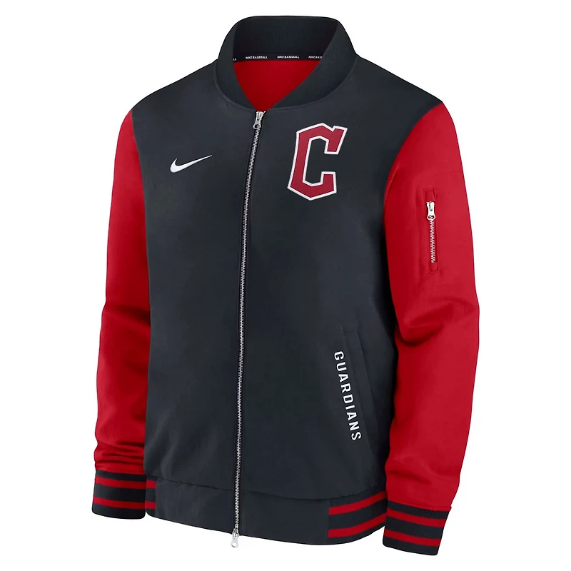 Nike Red Cleveland Guardians Authentic Collection Dugout Full-Zip Bomber Jacket