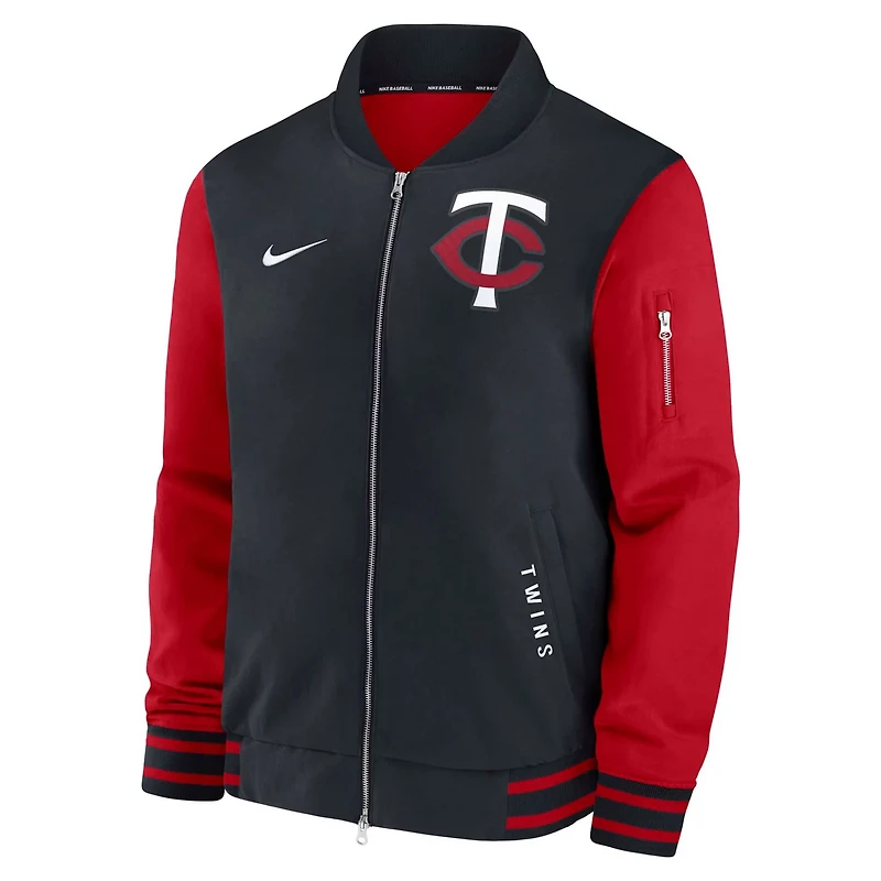 Nike Red Minnesota Twins Authentic Collection Dugout Full-Zip Bomber Jacket