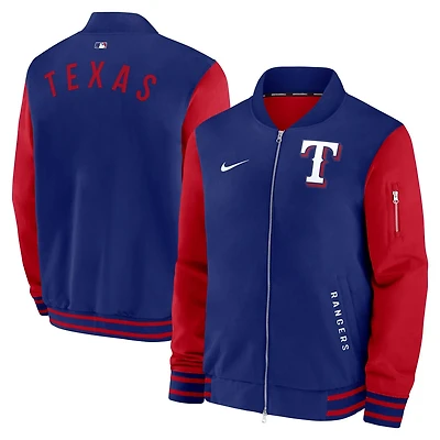 Nike Red Texas Rangers Authentic Collection Dugout Full-Zip Bomber Jacket