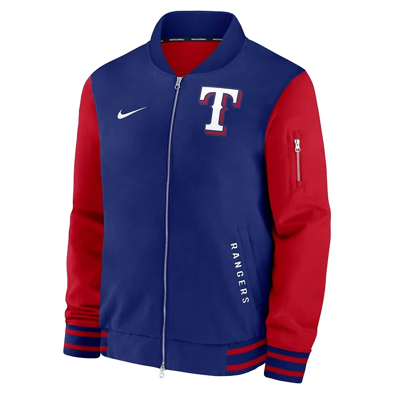Nike Red Texas Rangers Authentic Collection Dugout Full-Zip Bomber Jacket