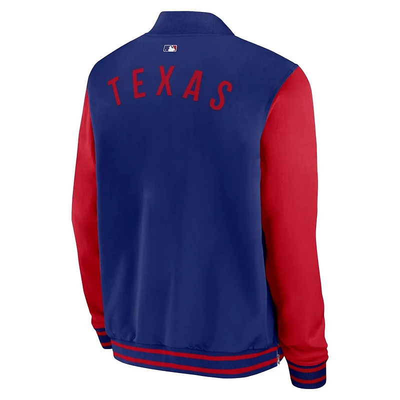 Nike Red Texas Rangers Authentic Collection Dugout Full-Zip Bomber Jacket