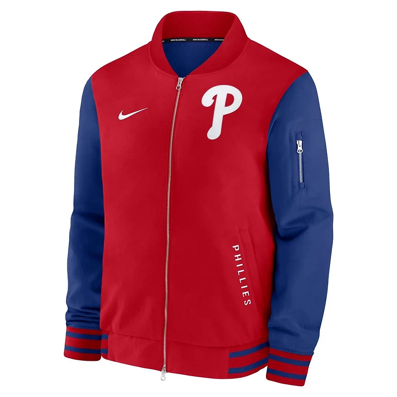 Nike Royal Philadelphia Phillies Authentic Collection Dugout Full-Zip Bomber Jacket
