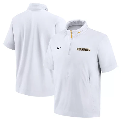 Nike West Virginia Mountaineers 2024 Sideline Coach Short Sleeve Half-Zip Hoodie Jacket