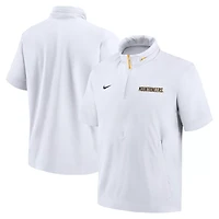 Nike West Virginia Mountaineers 2024 Sideline Coach Short Sleeve Half-Zip Hoodie Jacket