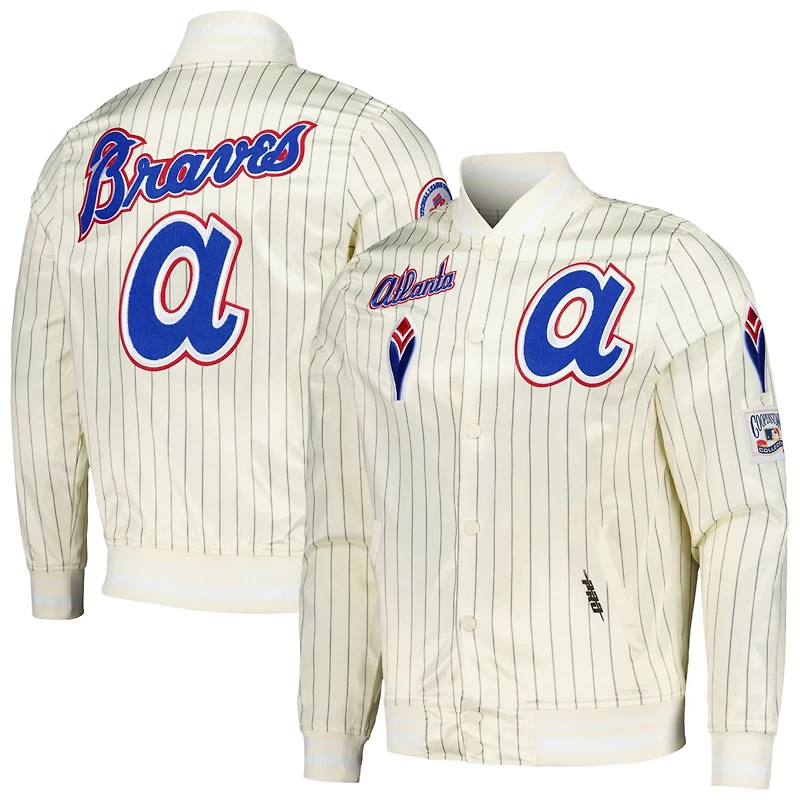 Pro Standard Atlanta Braves Cooperstown Collection Pinstripe Retro Classic Satin Full-Snap Jacket